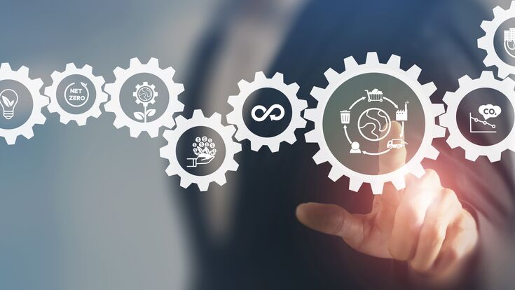 © Parradee - stock.adobe.com Growing sustainability. LCA-Life cycle assessment concept. Assessing environmental impacts associated on value chain product. Carbon footprint evaluation. ISO LCA standard, aim to limit climate change